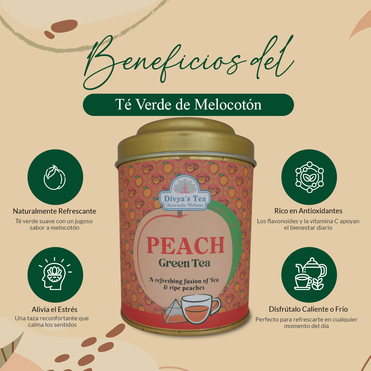 Peach Green Tea | Mezcla Refrescante y Frutal