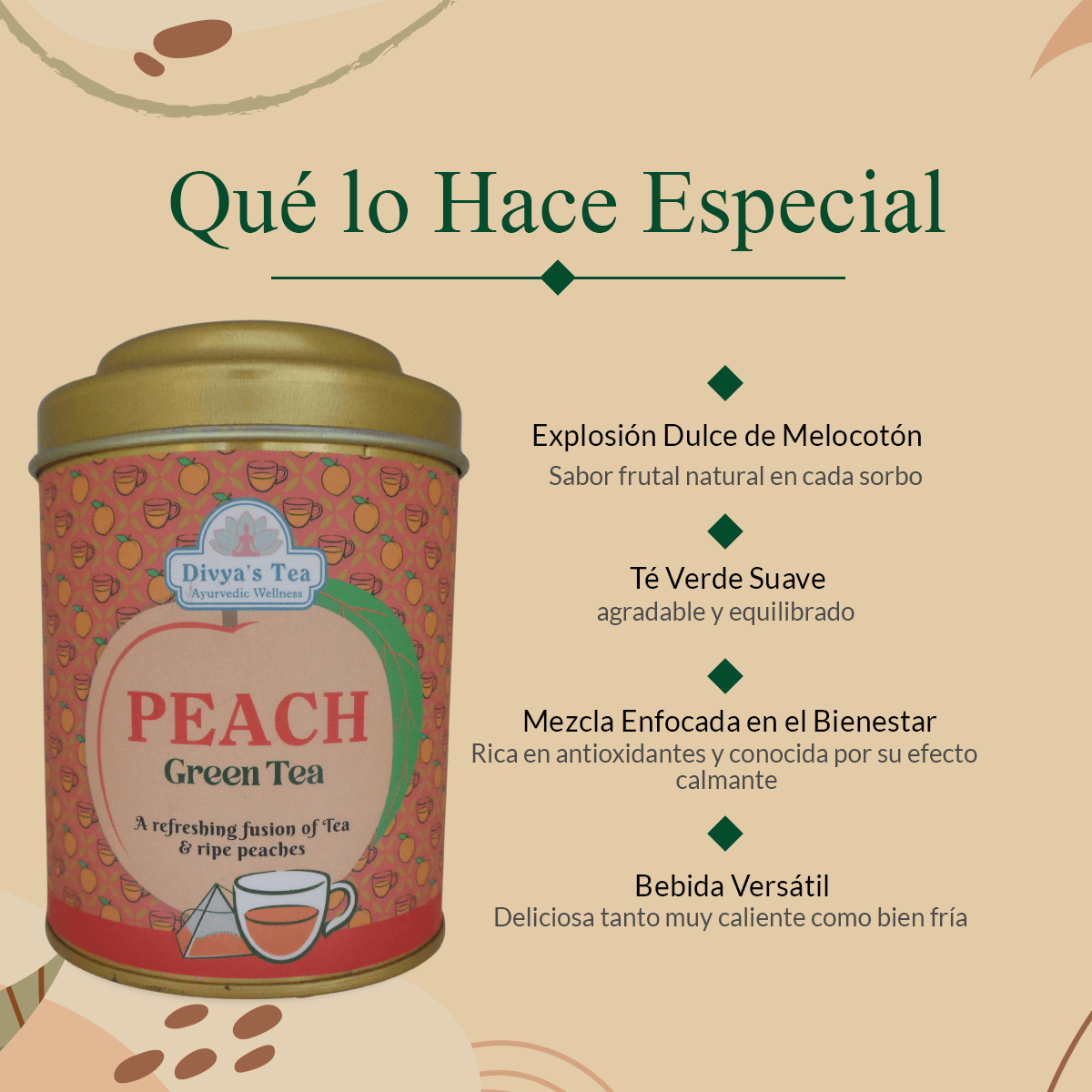 Peach Green Tea | Mezcla Refrescante y Frutal