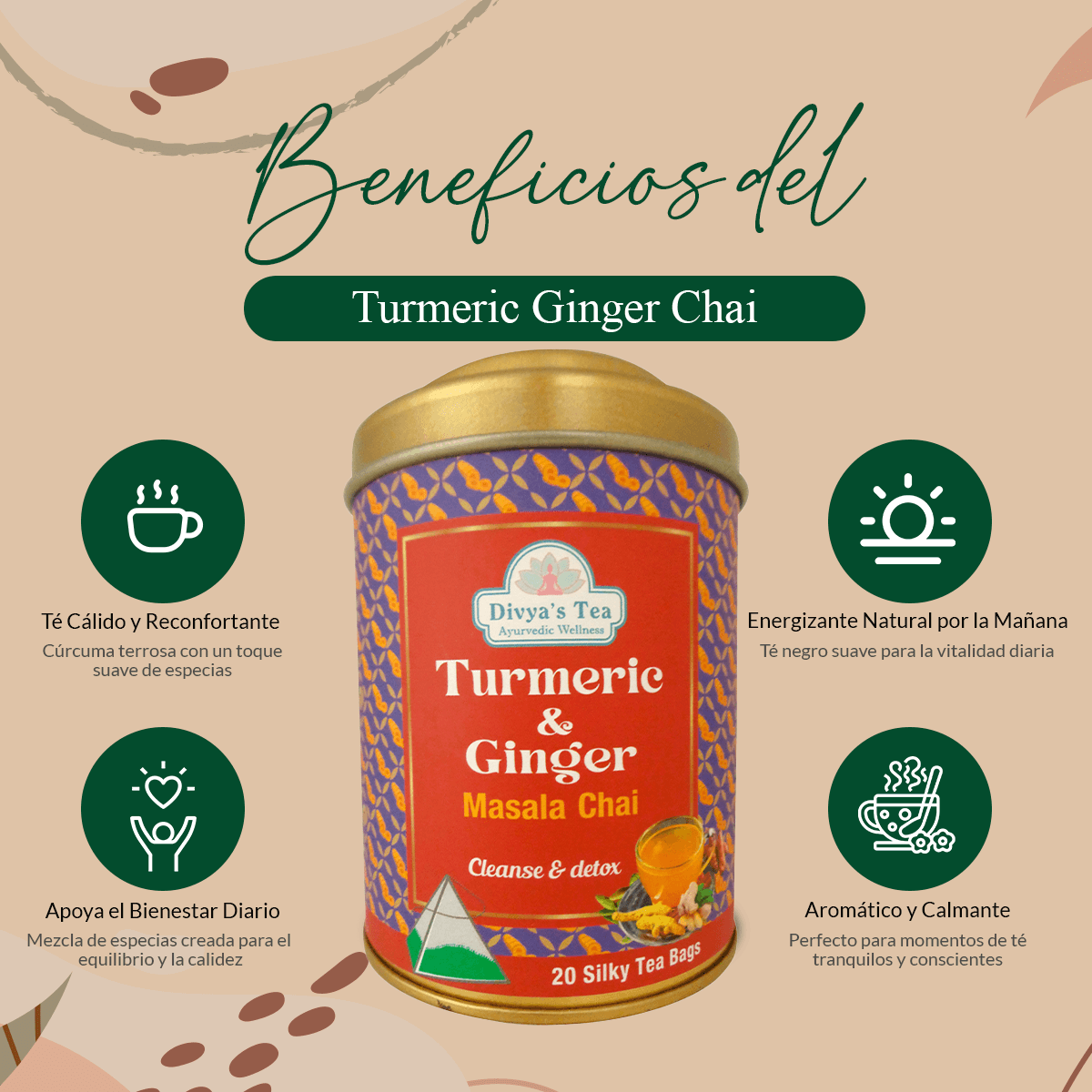 Turmeric Ginger Masala Chai | Mezcla de Especias para el Bienestar