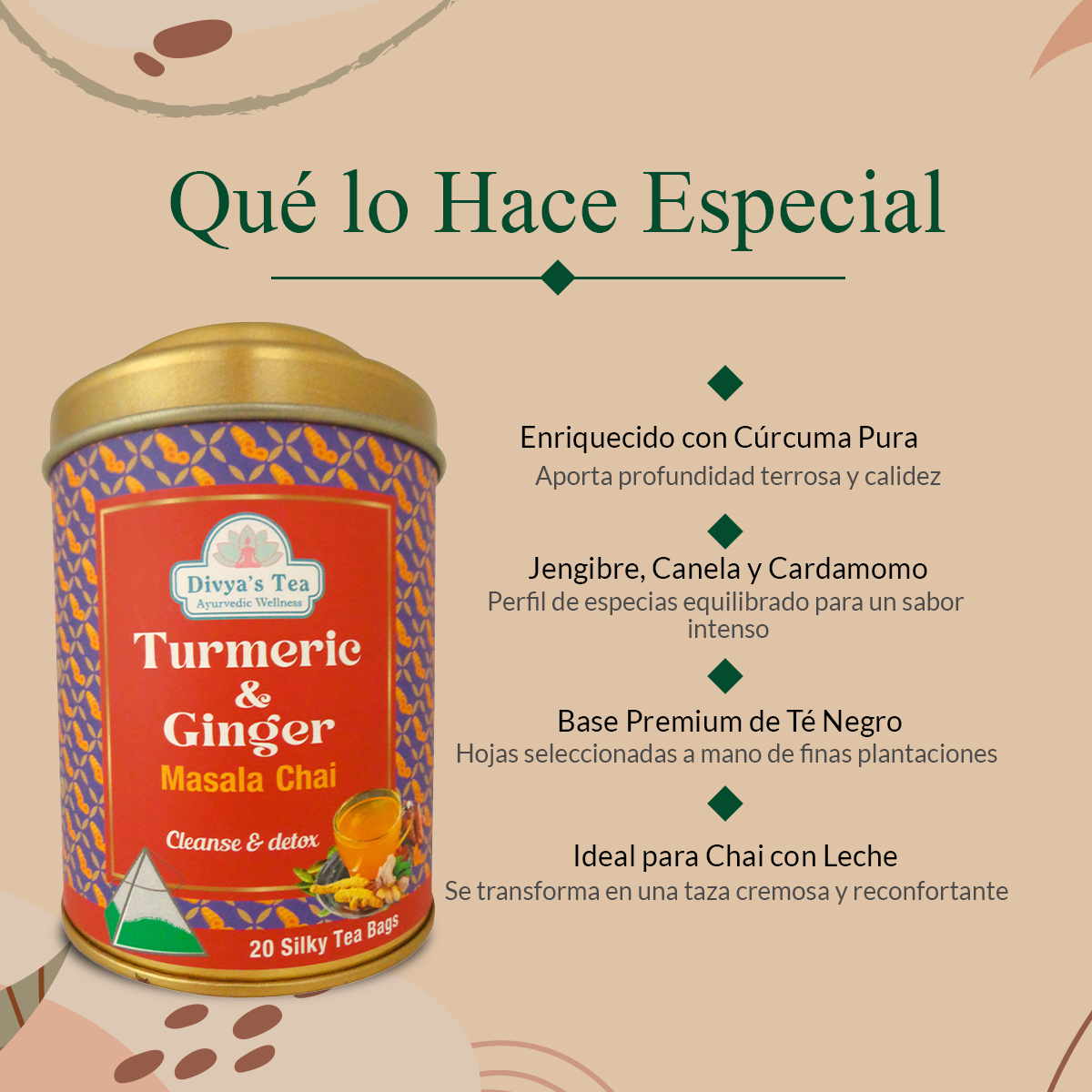 Turmeric Ginger Masala Chai | Mezcla de Especias para el Bienestar