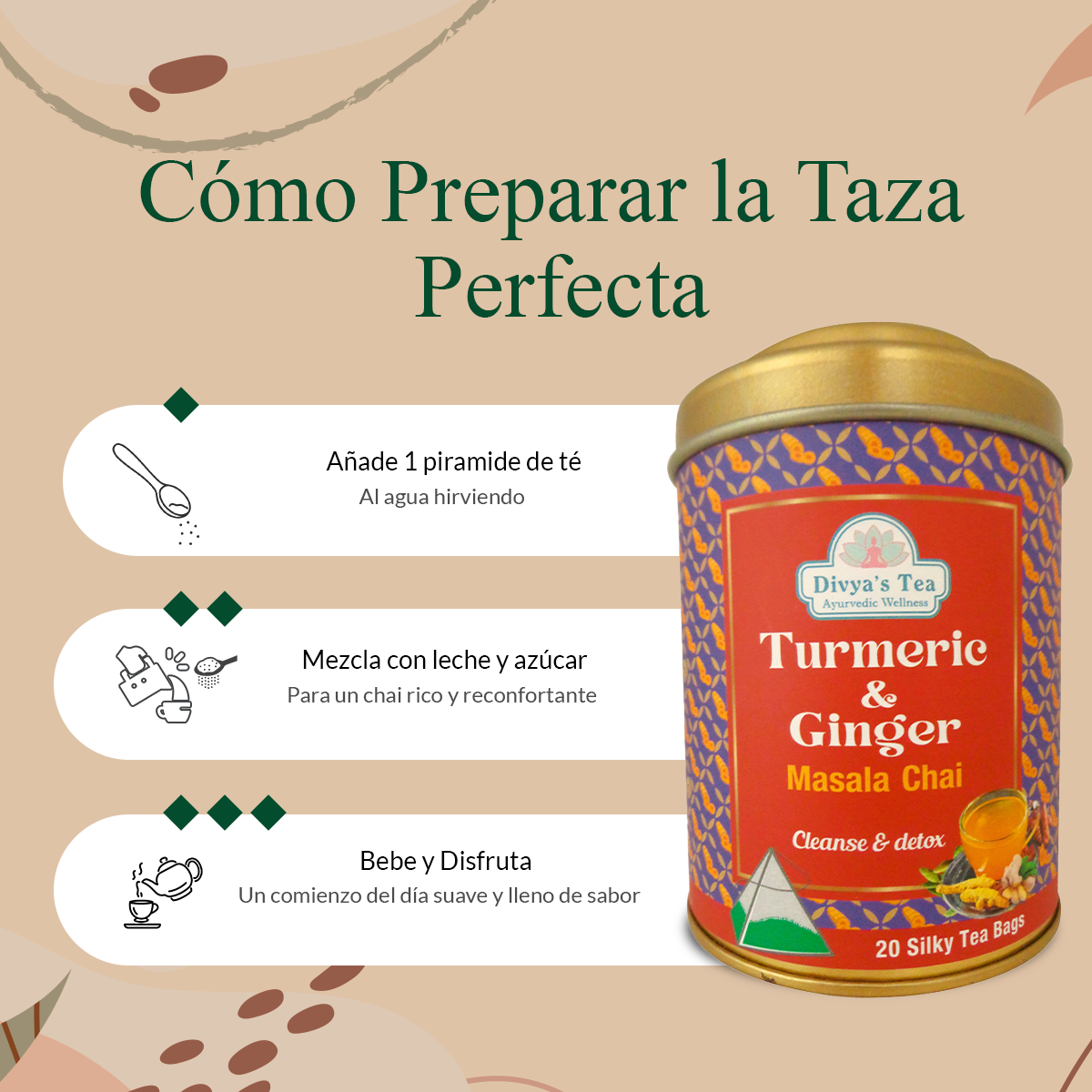 Turmeric Ginger Masala Chai | Mezcla de Especias para el Bienestar